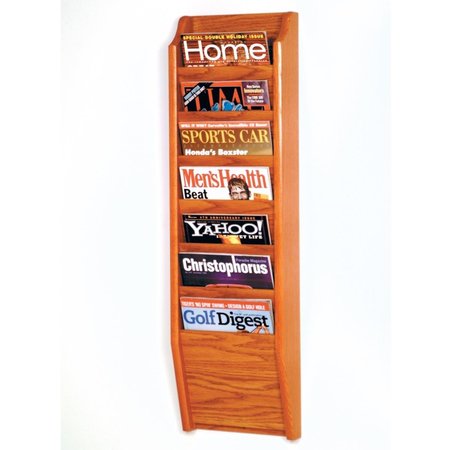 WOODEN MALLET Cascade 7 Pocket Magazine Rack BlackLight Oak & Medium Oak MR36-7BL